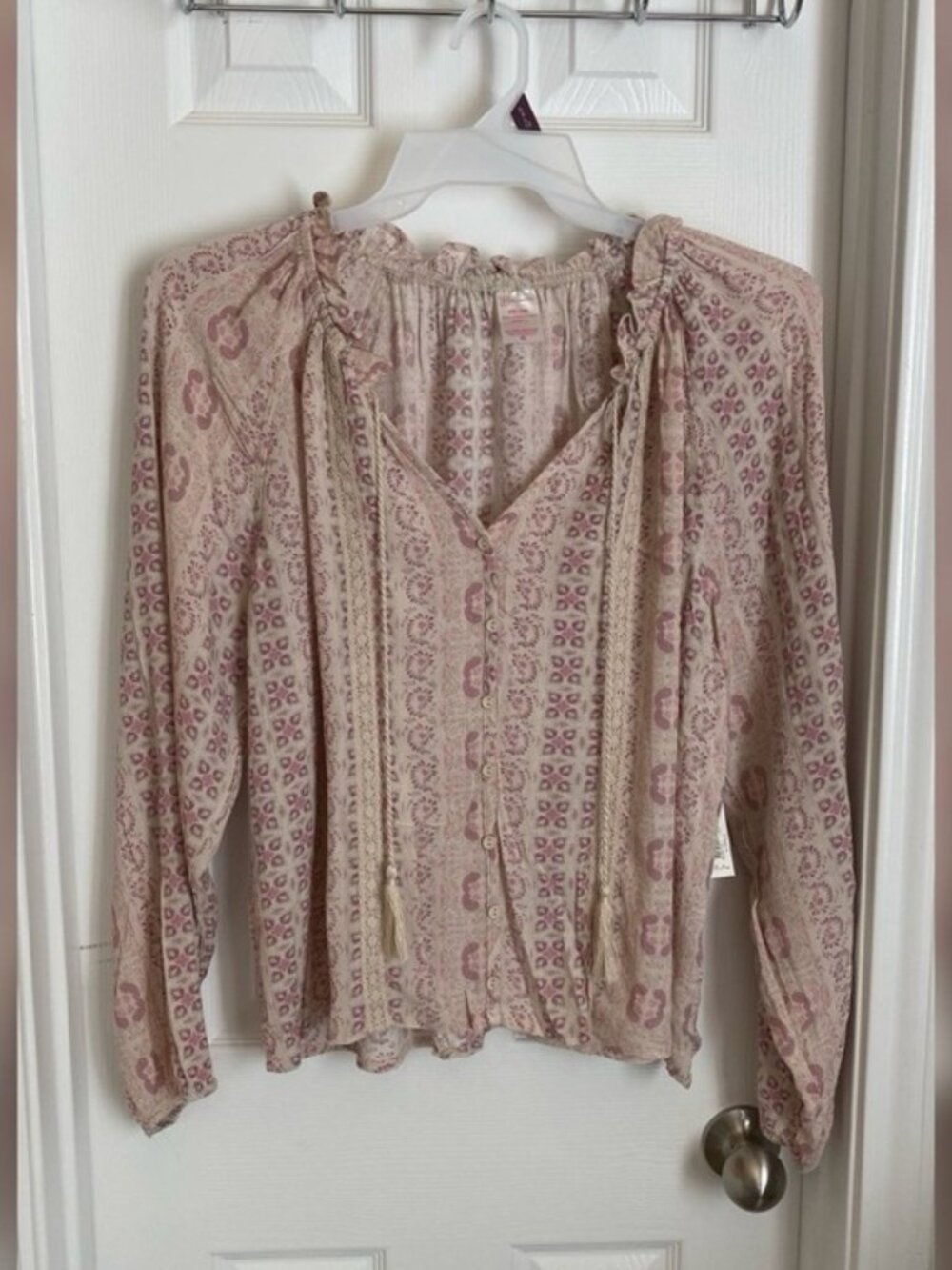 Stone Print Peasant Top